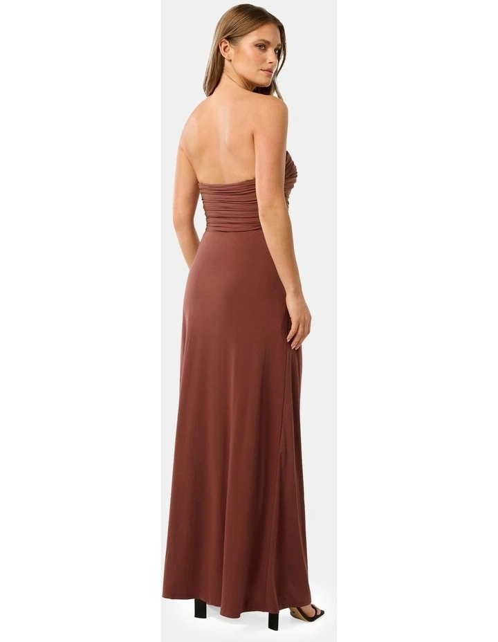 Alina Gathered Cut Out Gown in Brown image 2