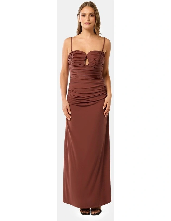 Alina Gathered Cut Out Gown in Brown image 5
