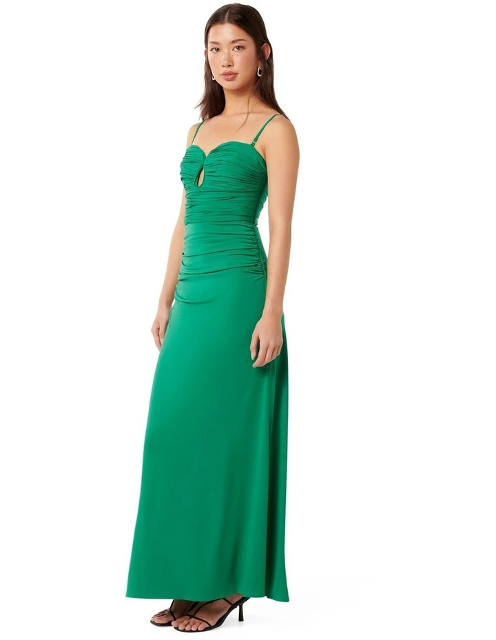 Alina Gathered Cut Out Gown in Green image 3