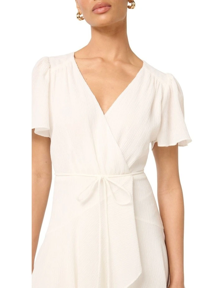 Chrissie Fluttered Sleeves Mini Dress in Ivory image 4