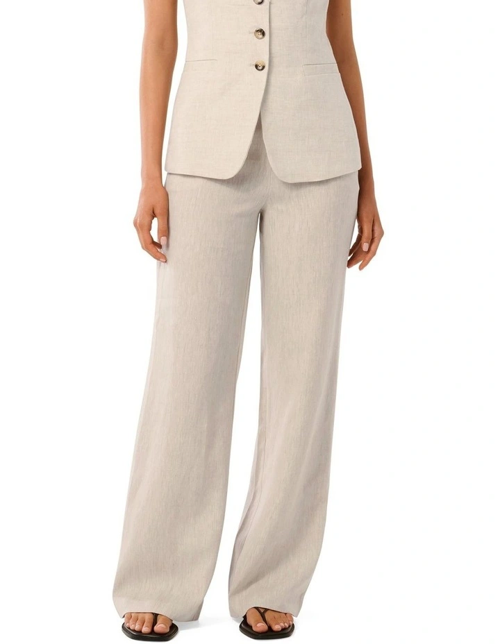 Martha Linen Wide Leg Pants in Cream image 1