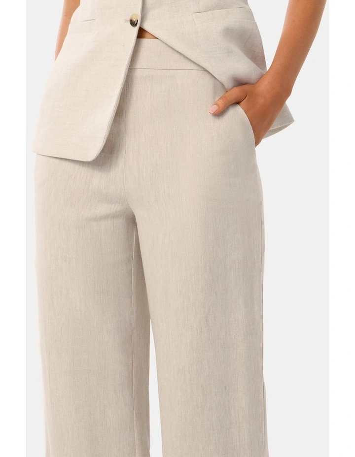 Martha Linen Wide Leg Pants in Cream image 4