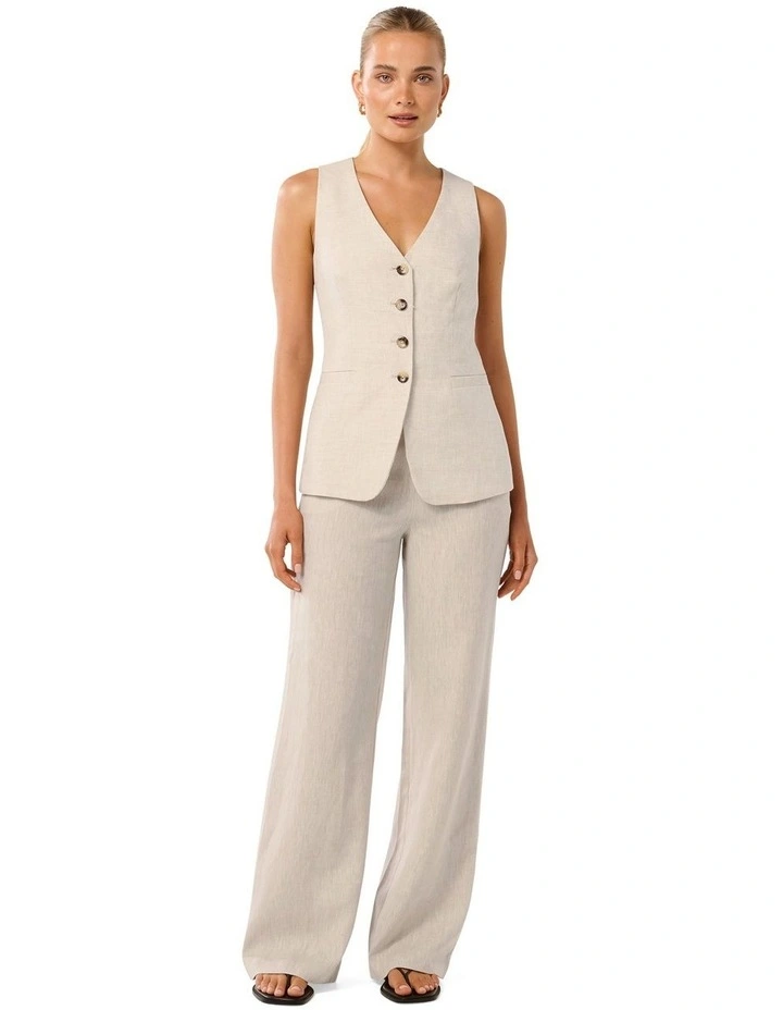 Martha Linen Wide Leg Pants in Cream image 5