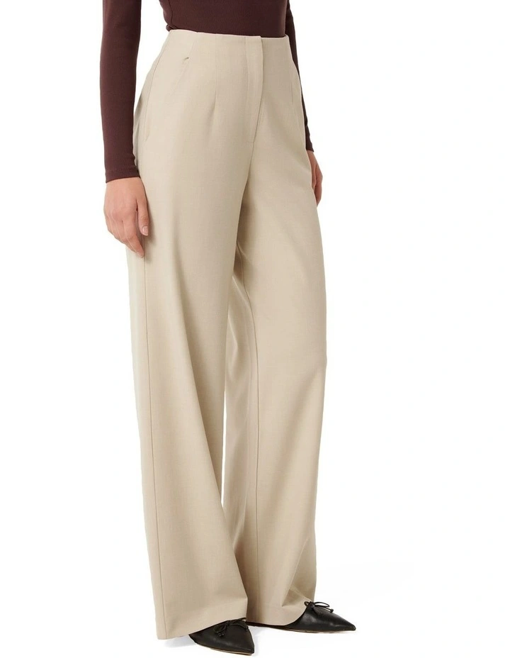 Finley High Waist Wide Leg Pants in Beige image 3