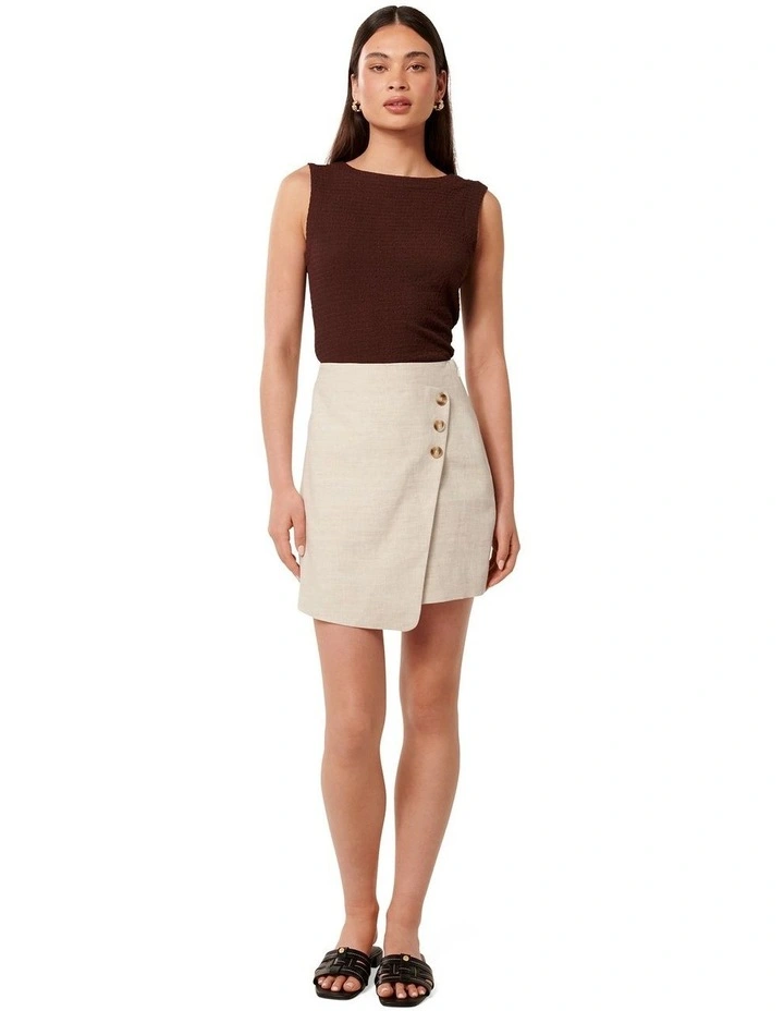 Lettie Linen Wrap Mini Skirt in Natural image 5
