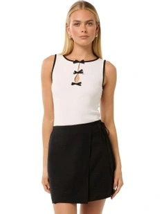Brookie Bow Front Tank Top in White