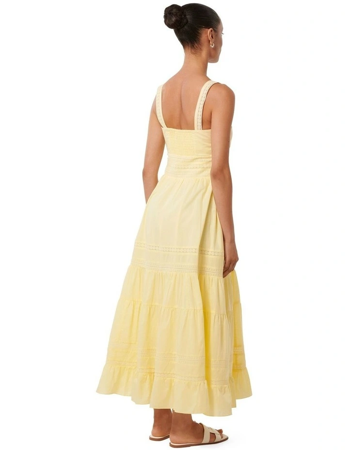 Brianna Trim Detail Midi Dress in Pastel Yellow image 2