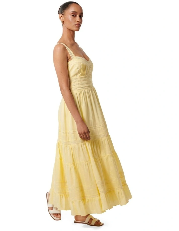 Brianna Trim Detail Midi Dress in Pastel Yellow image 3