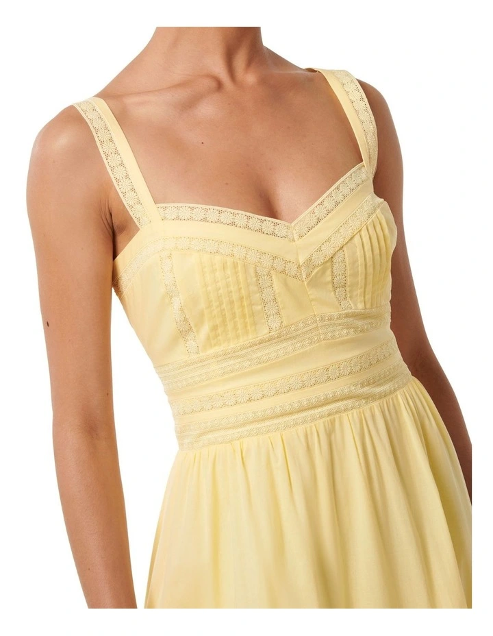 Brianna Trim Detail Midi Dress in Pastel Yellow image 4