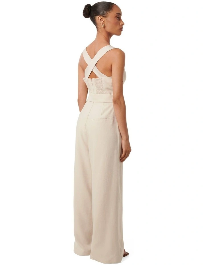 Estella Belted Jumpsuit in White image 2