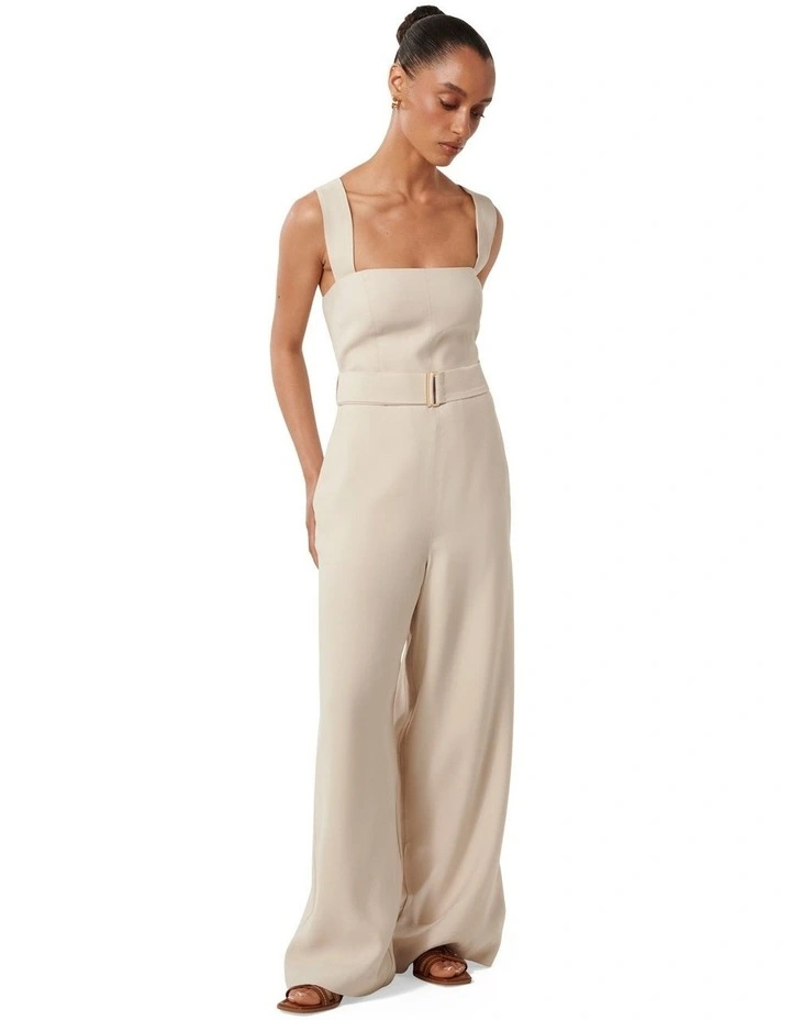 Estella Belted Jumpsuit in White image 3
