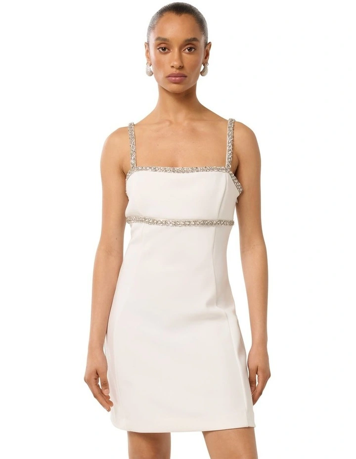 Tiana Embellished Mini Dress in White image 1