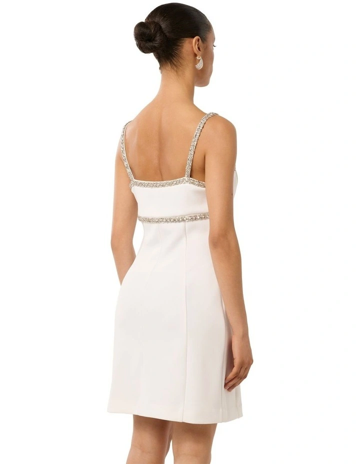 Tiana Embellished Mini Dress in White image 2