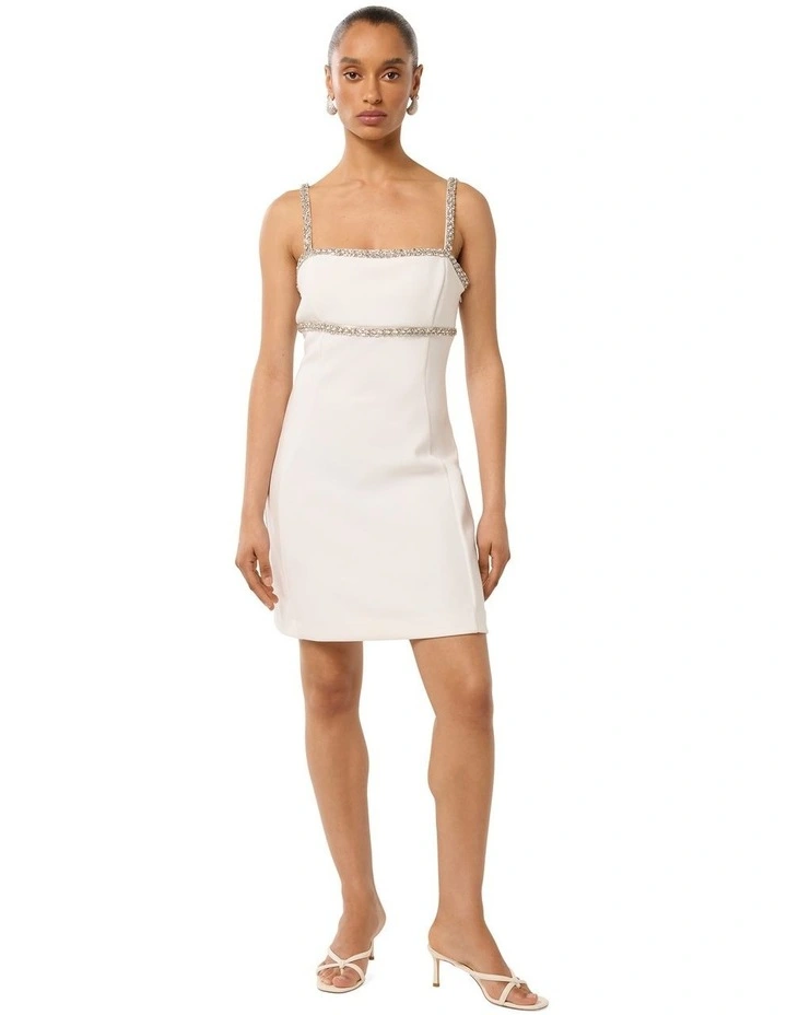 Tiana Embellished Mini Dress in White image 5