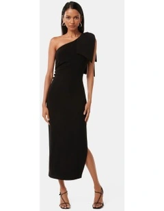 Jade Bow Bodycon Midi Dress in Black