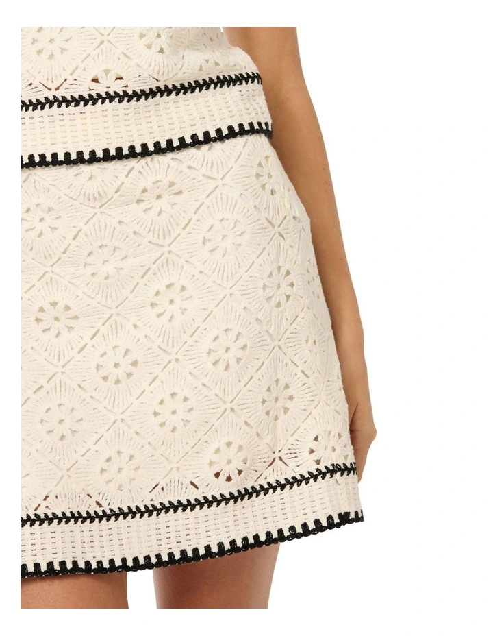Freya Crochet Look Co-ord Skirt in White image 4