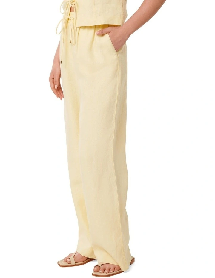 Erin Linen Drawstring Straight Leg Pant in Lemon Drop Co-ord image 3