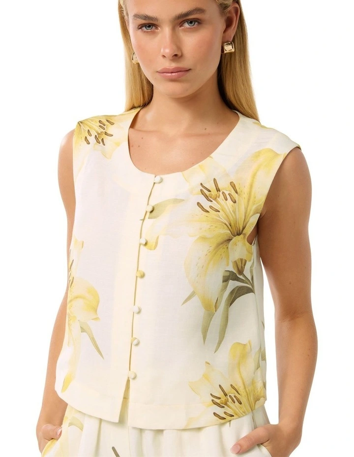 Presley Linen Vest in Multi image 4