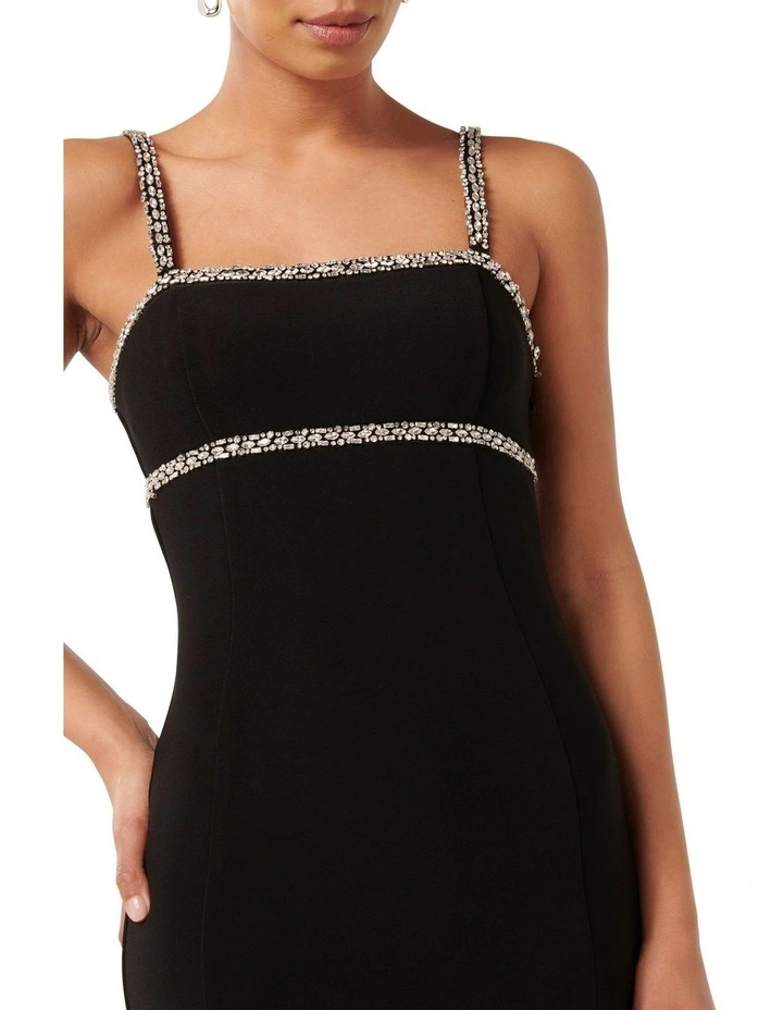 Tiana Embellished Bodycon Midi Dress in Black image 4