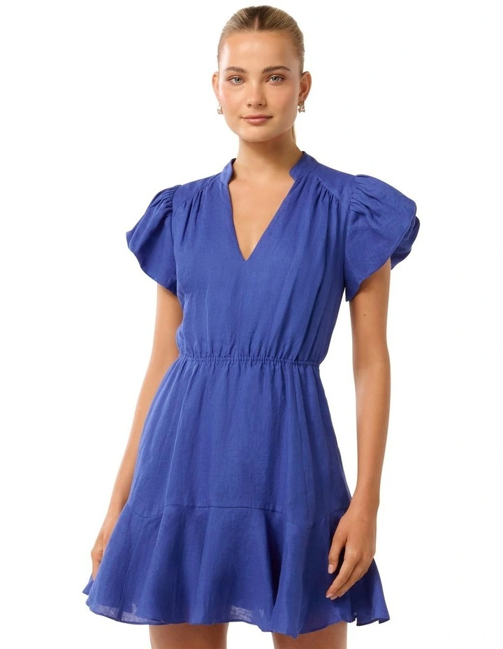 solid linen dress Solid Linen Cut-Out Midi Dress Cream / S main image 1