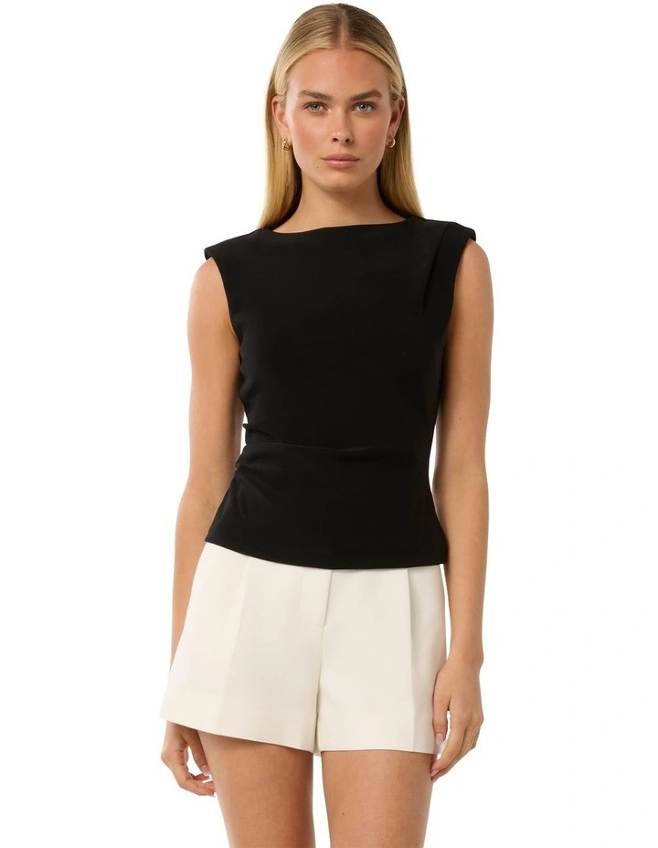 Chloe Shoulder Pad Top in Black image 1