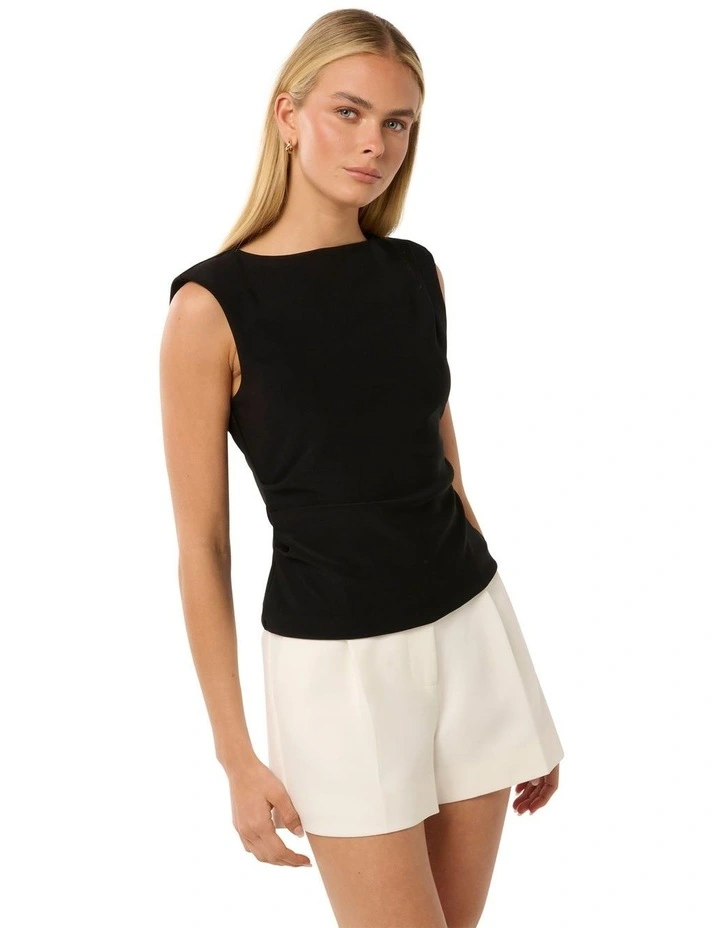 Chloe Shoulder Pad Top in Black image 3