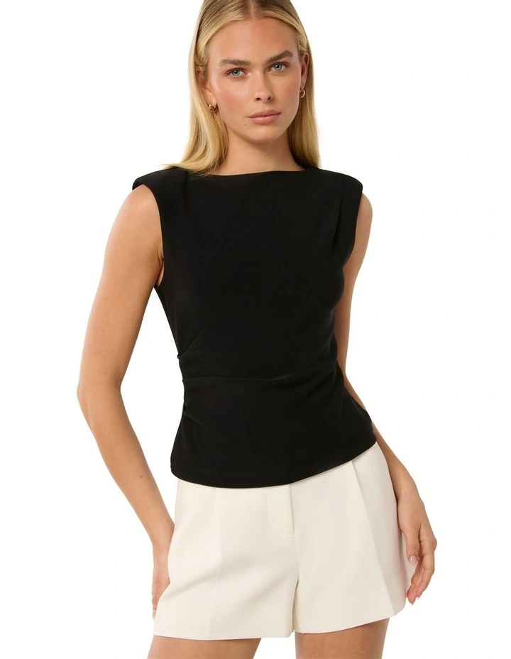 Chloe Shoulder Pad Top in Black image 4