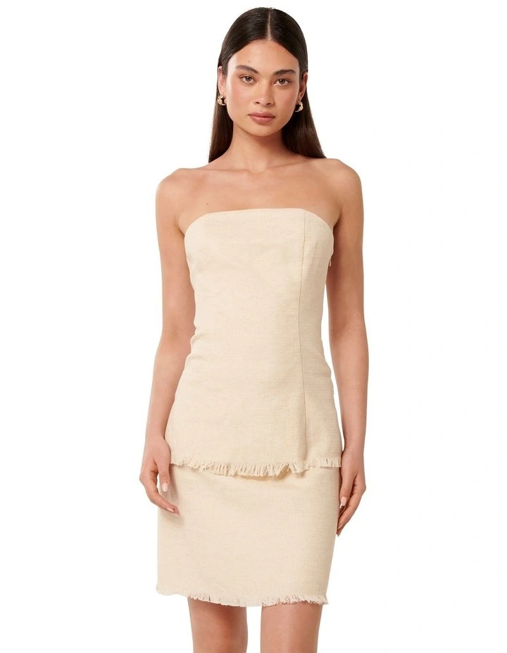 Kora Strapless Fringed Top in Cream image 1