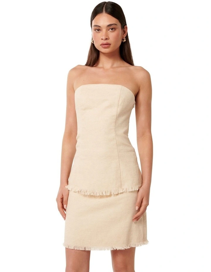 Kora Strapless Fringed Top in Cream image 3