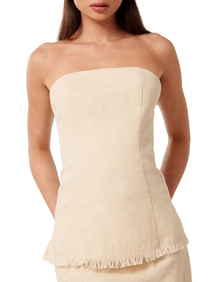 Kora Strapless Fringed Top in Cream image 4