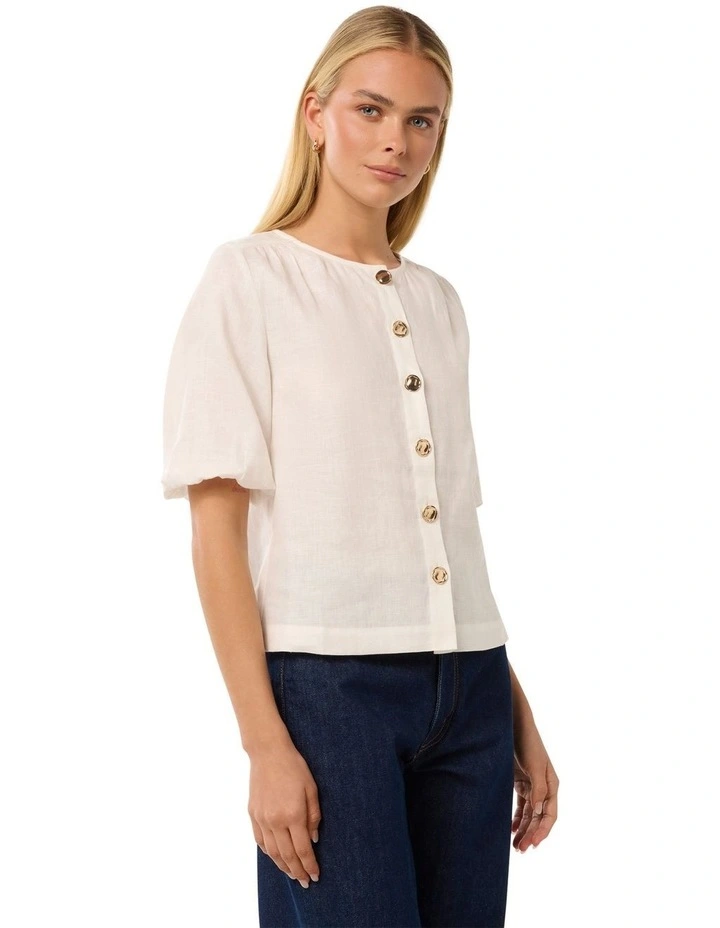 Riley Button Front Top in Porcelain image 3