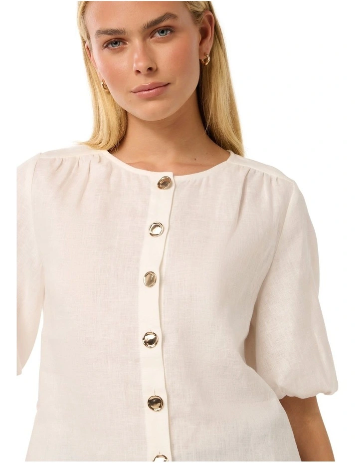 Riley Button Front Top in Porcelain image 4
