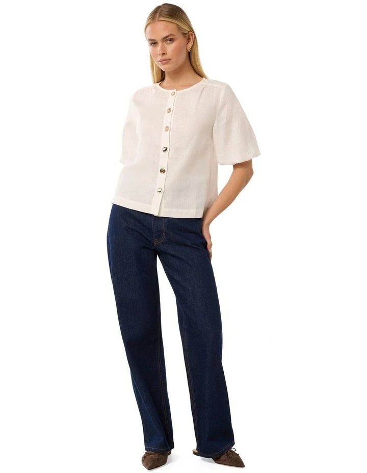 Riley Button Front Top in Porcelain image 5