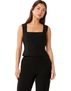 Yas Square Neck Top in Black