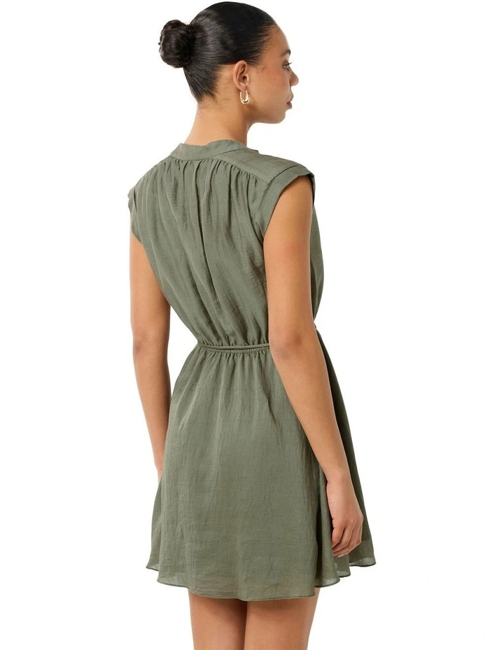 Lucille Textured Mini Dress in Khaki image 2
