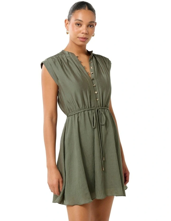 Lucille Textured Mini Dress in Khaki image 3
