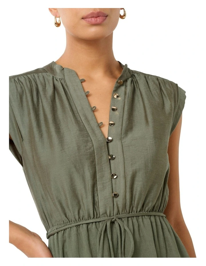 Lucille Textured Mini Dress in Khaki image 4