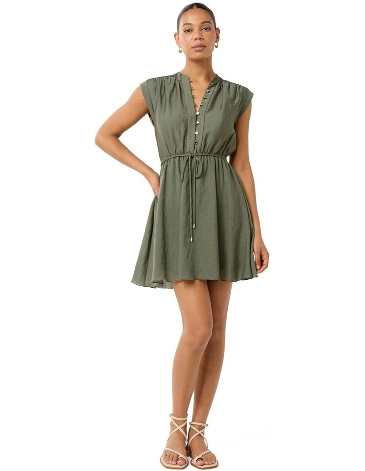 Lucille Textured Mini Dress in Khaki image 5