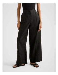 Posey Linen Wide Leg Pants in Black