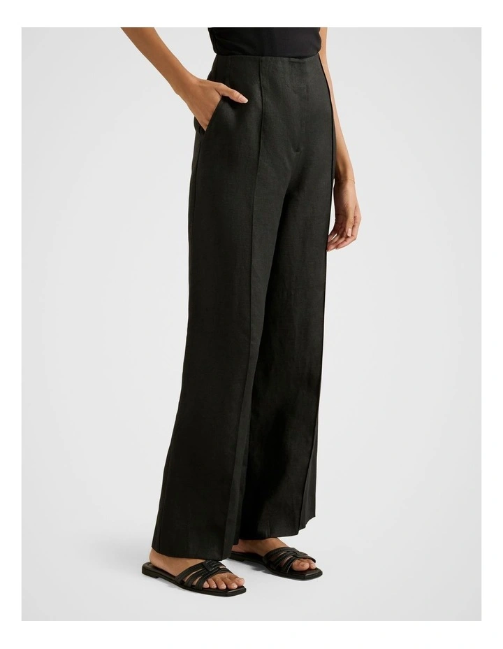 Posey Linen Wide Leg Pants in Black image 3
