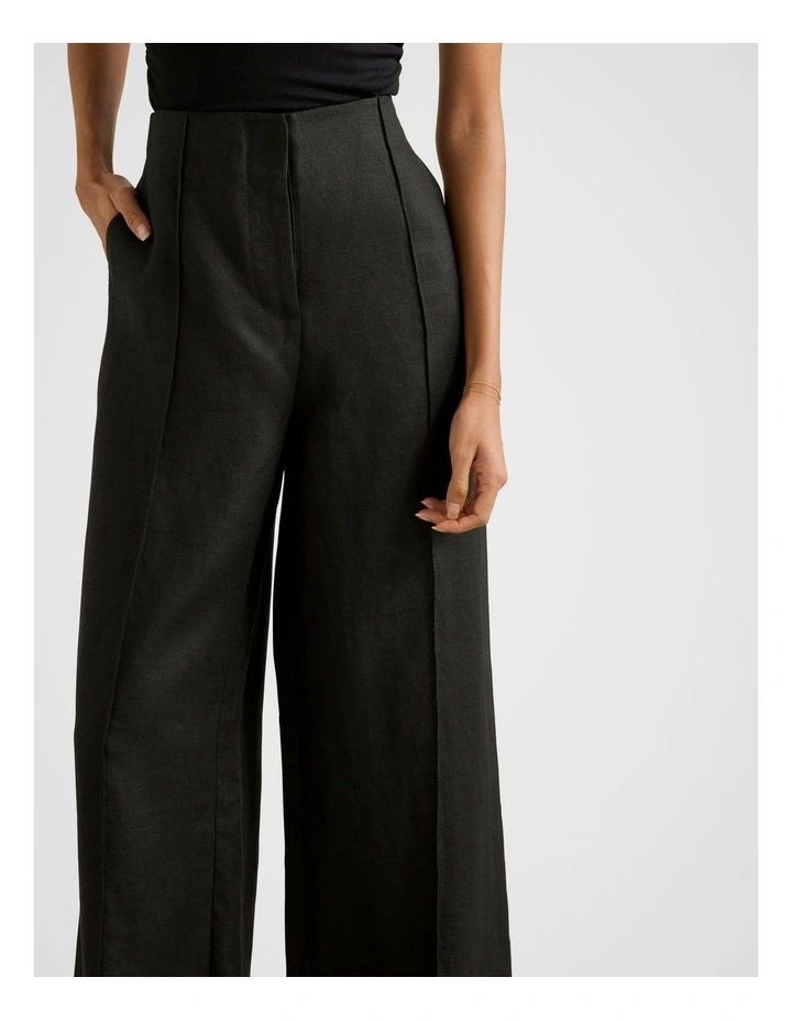 Posey Linen Wide Leg Pants in Black image 4