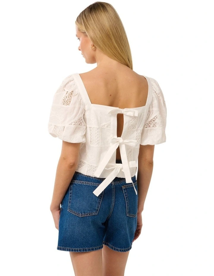 Katya Embroidered Top in Porcelain image 2