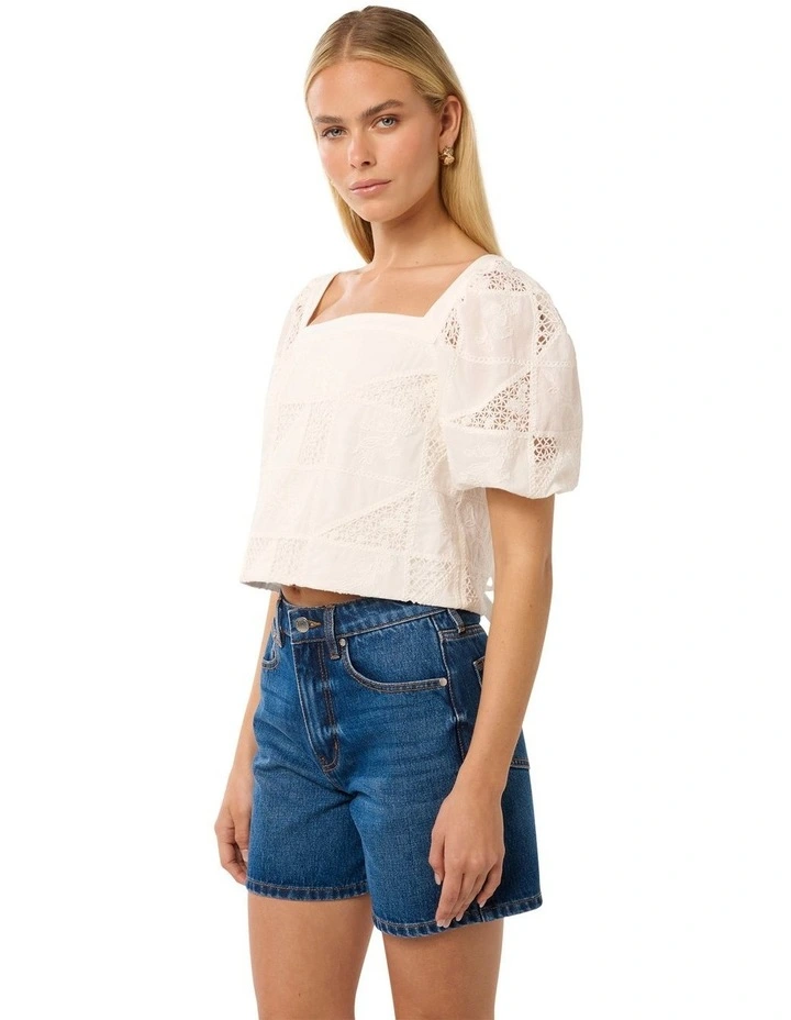 Katya Embroidered Top in Porcelain image 3