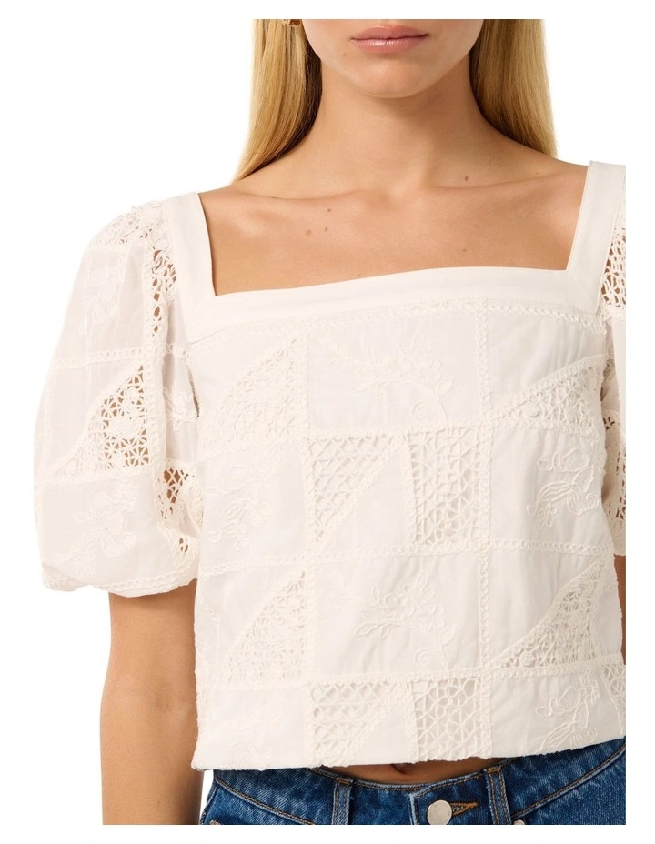 Katya Embroidered Top in Porcelain image 4