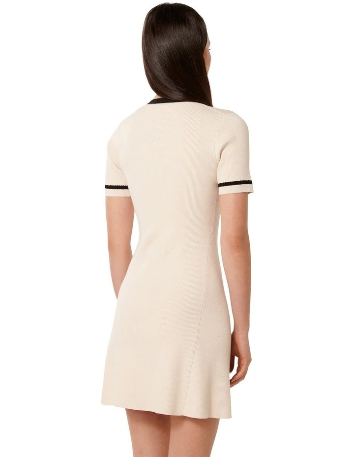 Kerry Contrast Knit Mini Dress in Cream image 2