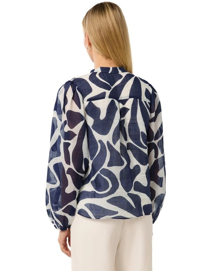 Adaline Ramie Blouse in Navy Blue image 2