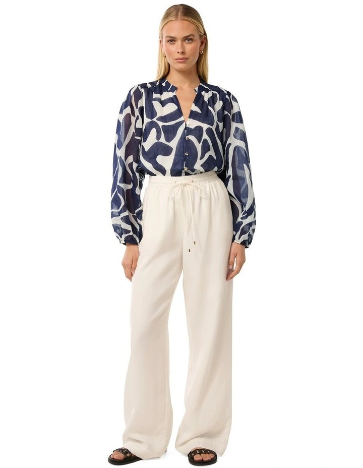 Adaline Ramie Blouse in Navy Blue image 5