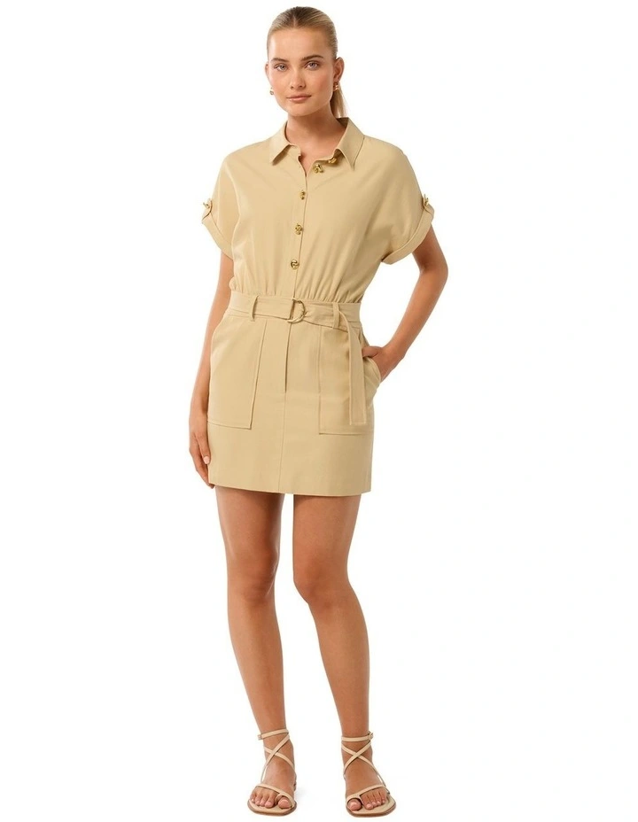 Bree Utility Mini Dress in Beige image 5