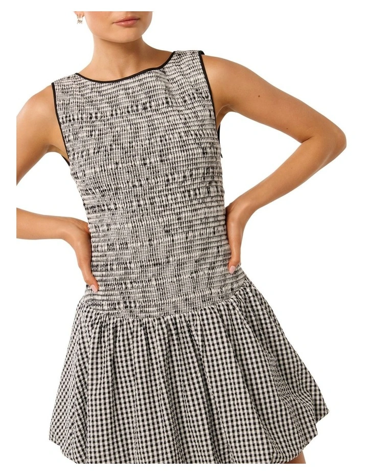 Lily Bubble Hem Tie Back Mini Dress in Black/White image 4