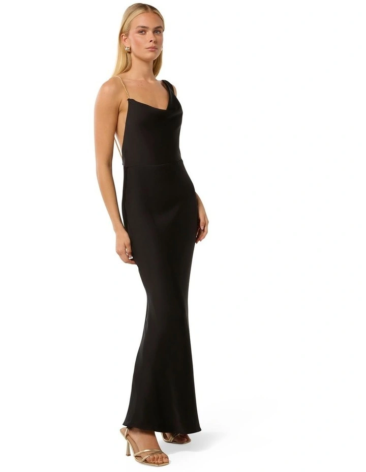 Louisa Chain Detail Maxi Dress in Black image 3